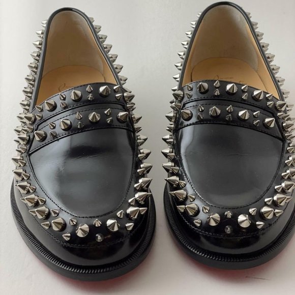 Christian Louboutin MATTIA SPIKES Stud Leather Loafer Flat Moccasin Shoes - Picture 5 of 10